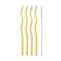 Axyaa Glass Straws - 5Pcs Colorful, Eco-Friendly Wavy Design for Juice & Cocktails