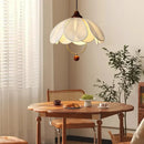 Axyaa Vintage Fabric Chandelier Wood Pendant Light for Dining Kitchen Living Room