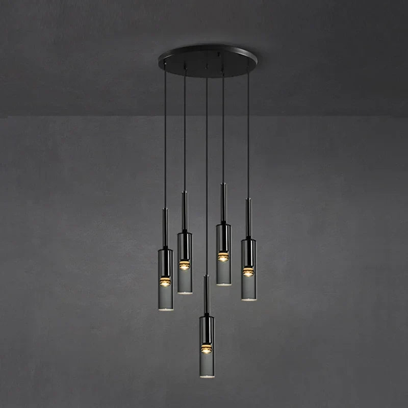 Axyaa Black Glass Chandelier Pendant Light Fixture for Dining Room & Kitchen