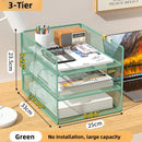 Axyaa Metal Mesh 3-Tier Desk File Organizer - Space-Saving Paper Storage Rack