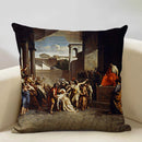 Axyaa Famous Painting Series Cushion Cover 45X45 Linen Pillowcase - Art Decor for Home & Office
