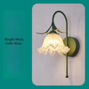 Axyaa French Cream Orchid Iron Wall Lamp - Retro Glass Bedhead Sconce Light