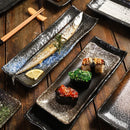 Axyaa Ceramic Sushi Sashimi Plate Set - Hotel Quality Saury Long Square