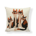Axyaa Striped Cat Print Pillowcase for Living Room Sofa Office Chair