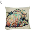Axyaa Watercolor Dog Print Linen Pillow Cover 45X45CM