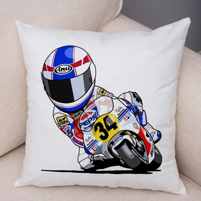 Axyaa Cartoon Sport Motorcycle Cushion Cover - Super Soft Plush Pillow Case