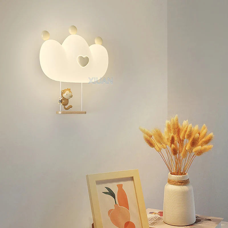 Axyaa Pink Crown Wall Lamps for Girl Kids Room Night Light