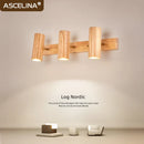Axyaa Nordic LED Wall Lamp: Walnut Multihead Rotatable Light Fixture