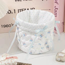 Axyaa Quilted Cotton Bow Organizer Box: High-capacity Round Storage Frame