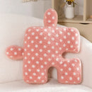 Axyaa Teddy Velvet Jigsaw Seat Cushion - White & Black Soft Back Pillow