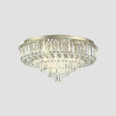 Axyaa Crystal Ceiling Chandelier: Modern, Luxury, Gold Round Lighting Fixture