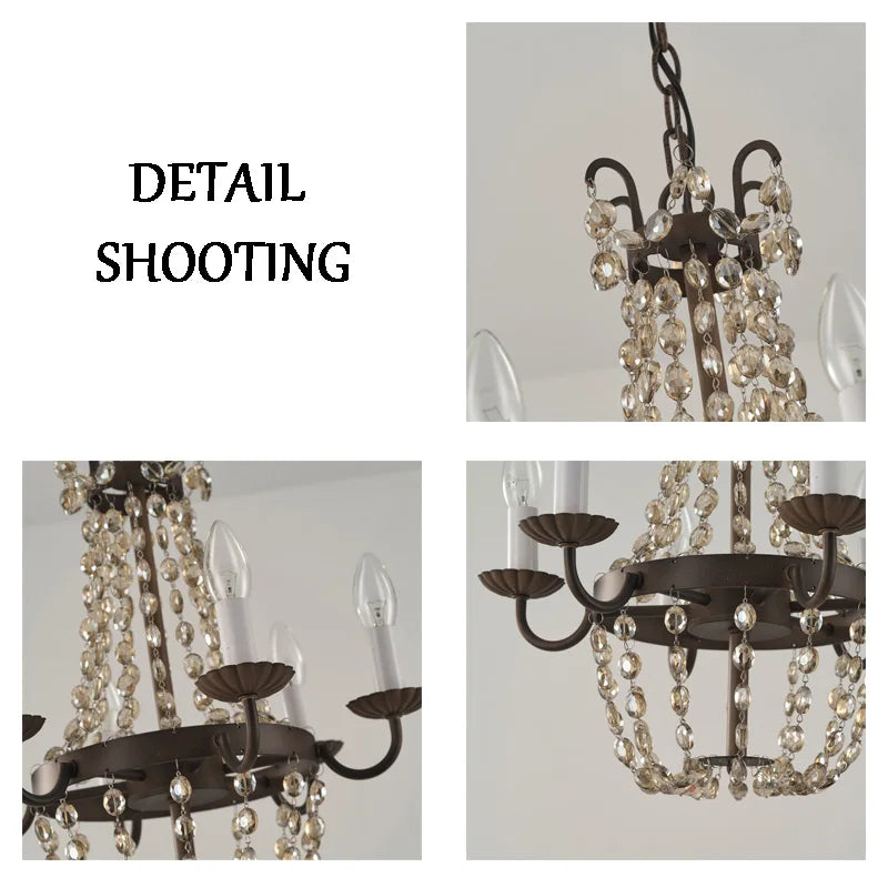 Axyaa Crystal Chandelier: Elegant Iron Art Pendant Lamp for Home and Restaurant