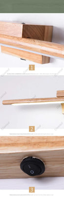 Axyaa Solid Wood LED Wall Light with Switch for Bathroom, Bedroom, and Hallway