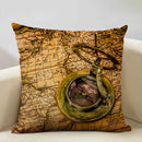 Nautical Compass Cushion Cover for Home, Office, Cafe & Car Decor - Axyaa Brand