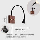 Axyaa Walnut Wood LED Wall Lamp with Flexible Hose & Universal Joint