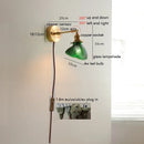 Axyaa Colorful Glass LED Wall Sconce, Pull Chain Switch, Adjustable Copper Arm