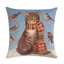 Axyaa Cute Cat Pet Pattern Pillow Cover Linen Throw Pillow 45*45cm