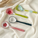 Cute Hand-painted Ceramic Flower Soup Spoon by Axyaa