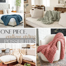 Chunky Knit Cream Chenille Throw Blanket for Living Room Decor by Axyaa