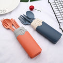 Axyaa Travel Cutlery Set: Japan Style Wheat Straw Flatware with Portable Box