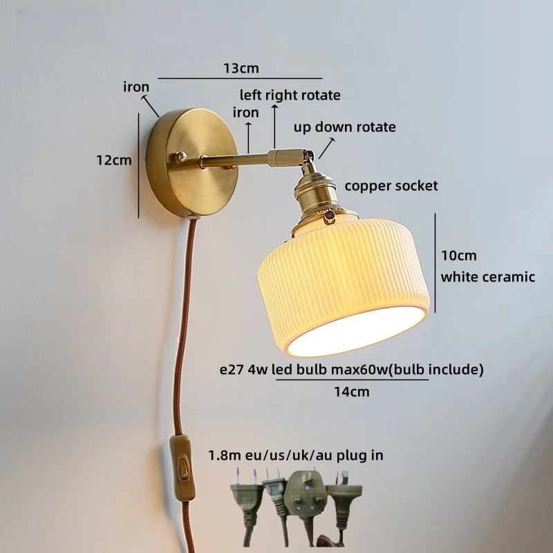 Axyaa White Glass LED Wall Lamps - Modern Nordic Interior, Up Down Rotate Lighting