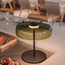 Axyaa Glass Amber Green LED Table Lamp for Luxurious Living Spaces