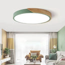 Axyaa Solid Wood Round LED Ceiling Lamp for Bedroom and Living Room