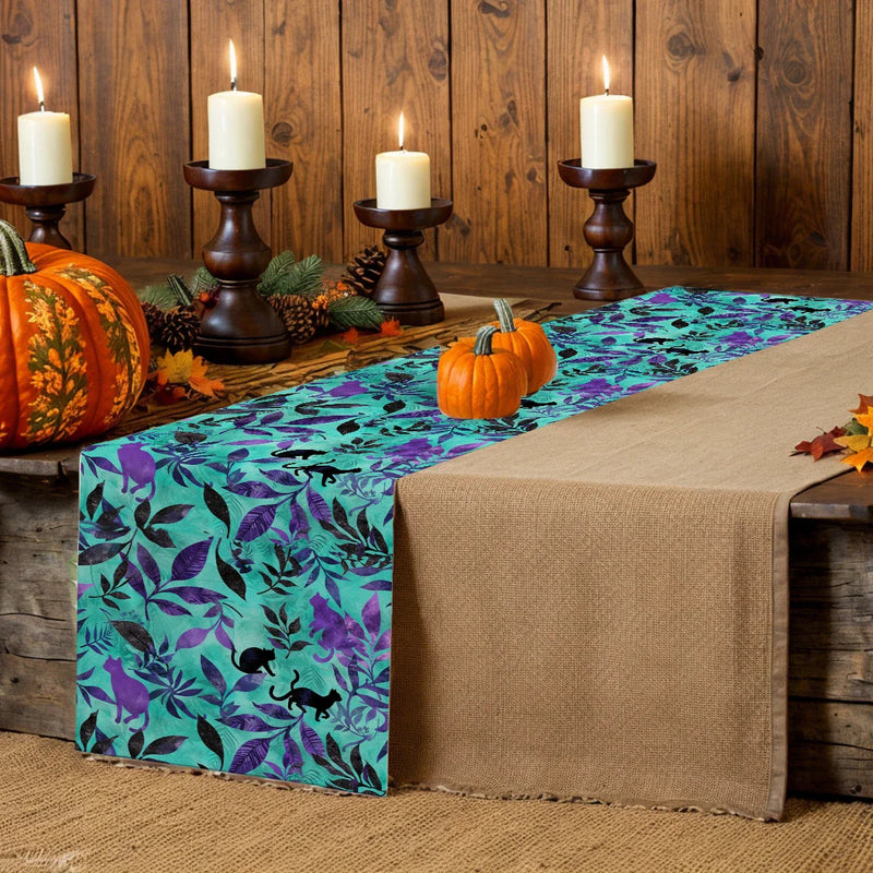 Axyaa Tropical Plant Branches Table Runner - Elegant Dining and Wedding Decor