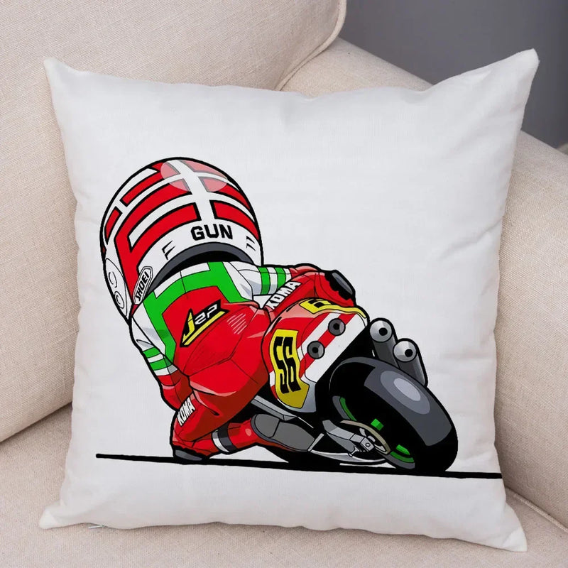 Axyaa Cartoon Sport Motorcycle Cushion Cover - Super Soft Plush Pillow Case