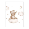 Axyaa Sun Rainbow Bear Canvas Wall Art Poster, Nursery Decor, Kids Room Decoration