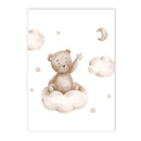 Axyaa Sun Rainbow Bear Canvas Wall Art Poster, Nursery Decor, Kids Room Decoration