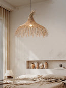 Axyaa Wabi Sabi Rattan Straw Hat Chandelier Pendant Lights
