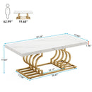 Axyaa Faux Marble Coffee Table: 47" Cocktail Table with Geometric Frame