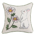 Axyaa Pink Floral White Floral Bunny Embroidered Cushion Cover