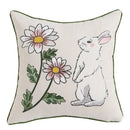 Axyaa Pink Floral White Floral Bunny Embroidered Cushion Cover