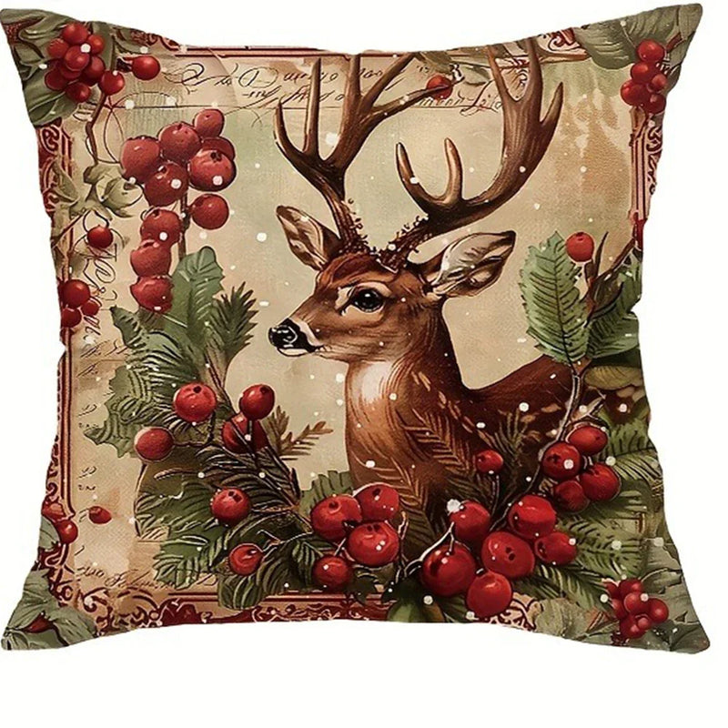 Axyaa Retro Christmas Reindeer Pillowcase Cover
