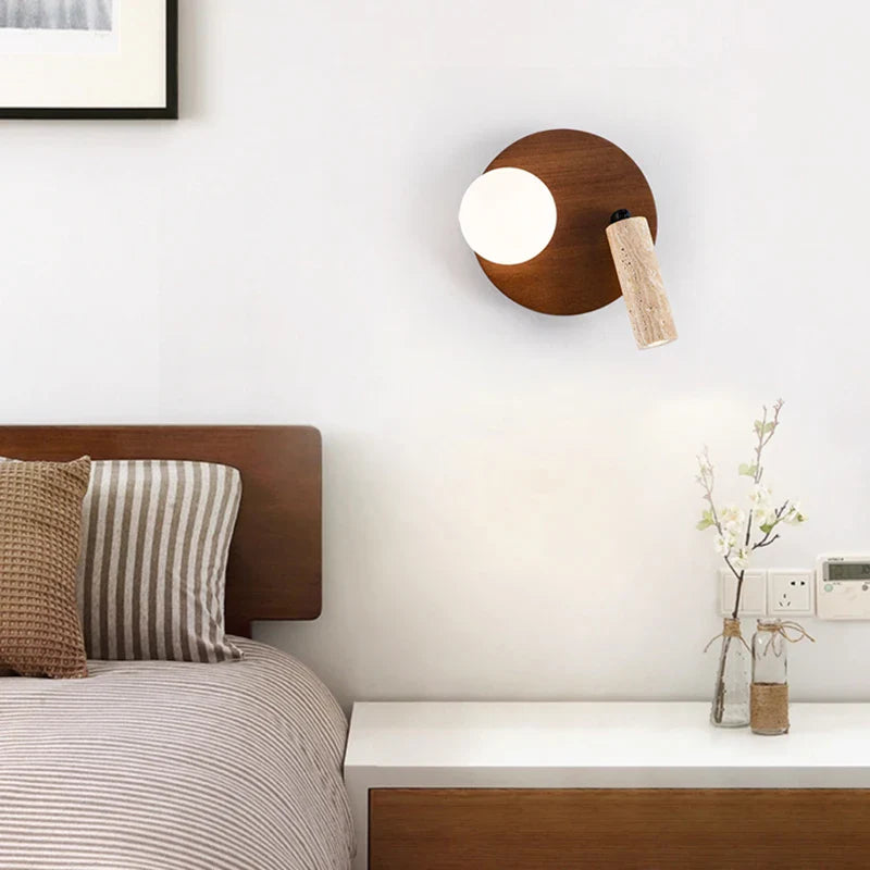 Axyaa Wood Glass LED Wall Sconce - Nordic Modern Stair Lights for Bedroom & Bathroom