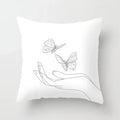 Minimalist White Pillow Cover - Axyaa Portrait Sketch Nordic Cushion