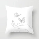 Minimalist White Pillow Cover - Axyaa Portrait Sketch Nordic Cushion