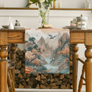 Axyaa Mountain Flower Birds River Table Runner Farmhouse Dining Wedding Decor