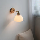 Axyaa Modern Nordic Copper Rotate LED Wall Lights Glass Wood White Bedside Lamp