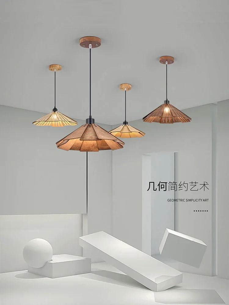 Axyaa Wooden Dining Pendant - Retro Walnut, Home Decor Lamp for Bedroom, Study, Bar, Cafe