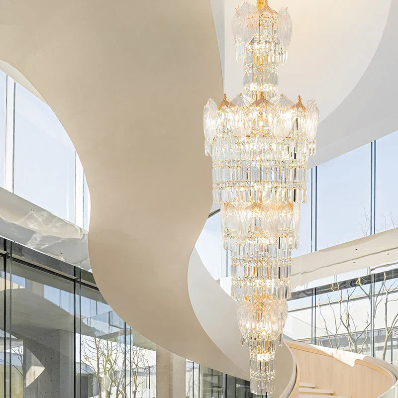 Axyaa Elegant Crystal Chandelier for Home, Hotel, and Villa Staircase