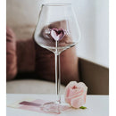 Axyaa Ripple Goblet Glass Cup with Pink Heart Design, 12oz, 350ml