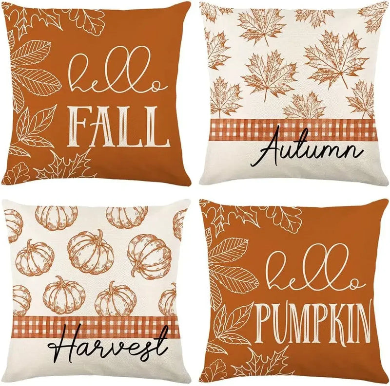 Axyaa Buffalo Check Print Linen Pillow Cover 45x45 for Fall Thanksgiving Decor