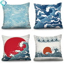 Axyaa Blue Wave Pattern Pillow Cover 45X45CM