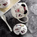 Axyaa 410ml Bone  Boy Girl Cartoon Tumbler with Lid and Spoon