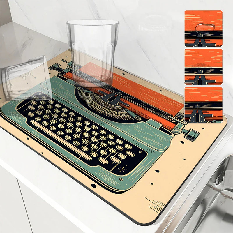 Axyaa Square Coffee Table Drain Pad - Absorbent & Anti-Slip Kitchen Mat