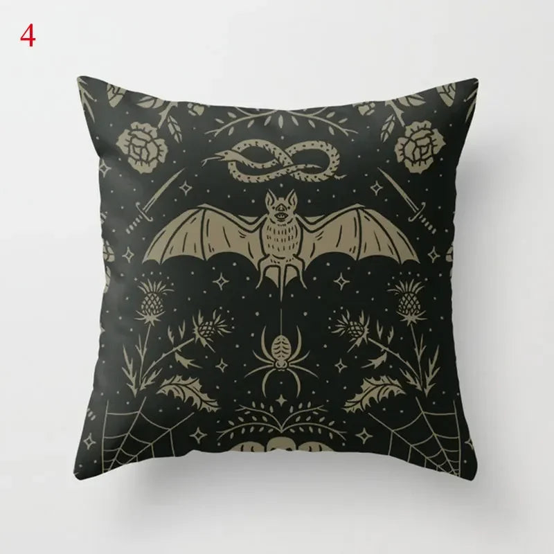 Axyaa Black Cat Party Halloween Anime Cushion Cover Ghost Skull Pumpkin Decor