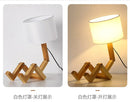 Axyaa Nordic Wooden Robot Table Lamp - Modern Study Desk Night Light